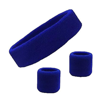 Wristbands Headband Sweatbands Sweat Band For Sport Tennis Badminton Yoga Cotton - Blue.