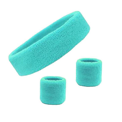 Wristbands Headband Sweatbands Sweat Band For Sport Tennis Badminton Yoga Cotton - Blue.