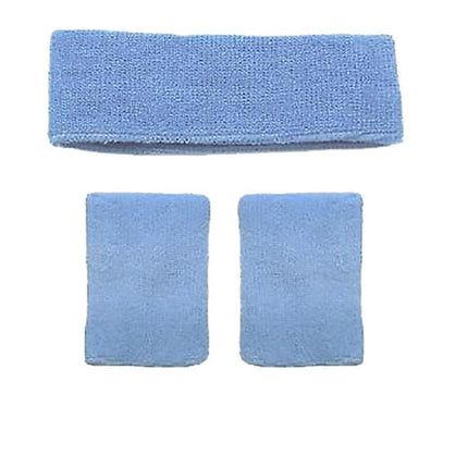 Wristbands Headband Sweatbands Sweat Band For Sport Tennis Badminton Yoga Cotton - Blue.