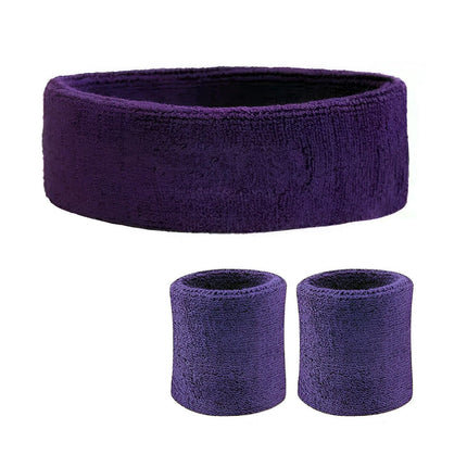 Wristbands Headband Sweatbands Sweat Band For Sport Tennis Badminton Yoga Cotton - Blue.