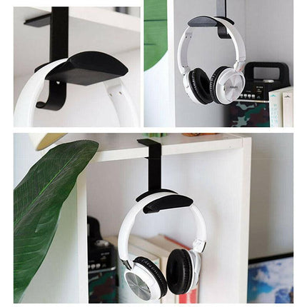 Metal Earphone Headset Desks Display Stand Hanger Holder Headphone Bracket Hook - Black.