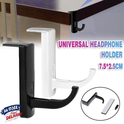 Universal Headphone Hook Desk Edge Mount Adhesive Headset Holder - White.