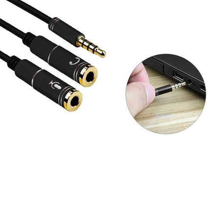 3.5mm AUX Cable Mic Audio Splitter Extension Headphone Adapter Male to Female - 2 Male to 1 Female Jack.