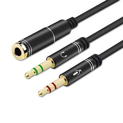 3.5mm AUX Cable Mic Audio Splitter Extension Headphone Adapter Male to Female - 2 Male to 1 Female Jack.