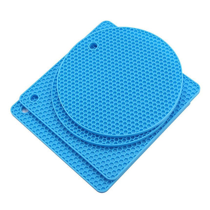 4pcs Silicone Honeycomb Heat Resistant Mats Table Cup Pot Coasters Home Kitchen - Black.
