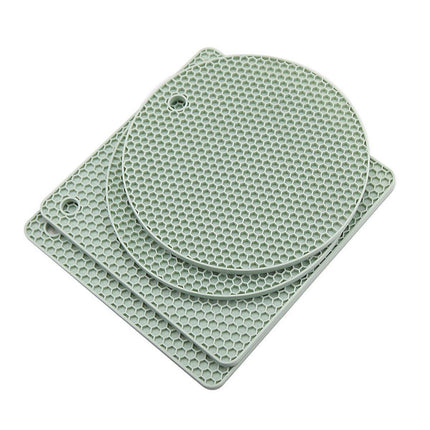4pcs Silicone Honeycomb Heat Resistant Mats Table Cup Pot Coasters Home Kitchen - Black.