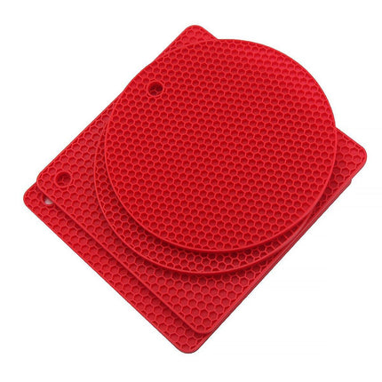 4pcs Silicone Honeycomb Heat Resistant Mats Table Cup Pot Coasters Home Kitchen - Black.