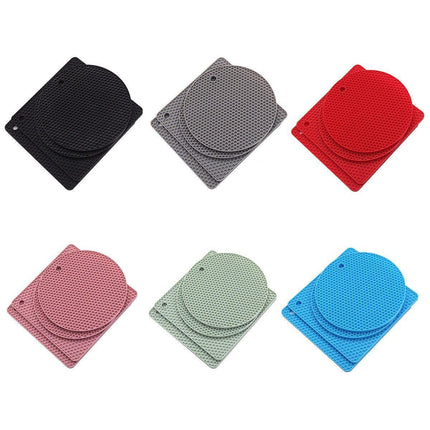 4pcs Silicone Honeycomb Heat Resistant Mats Table Cup Pot Coasters Home Kitchen - Blue.
