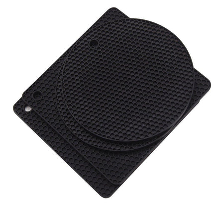4pcs Silicone Honeycomb Heat Resistant Mats Table Cup Pot Coasters Home Kitchen - Blue.