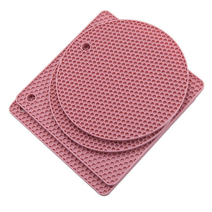 4pcs Silicone Honeycomb Heat Resistant Mats Table Cup Pot Coasters Home Kitchen - Green.