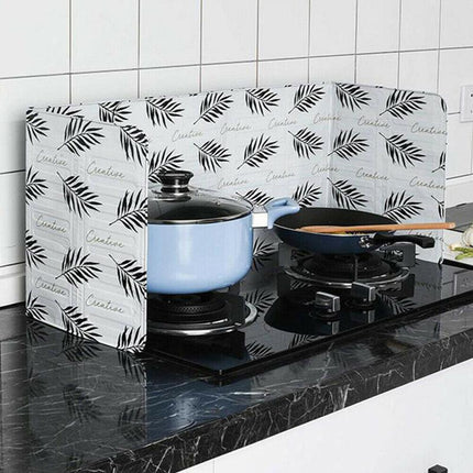 Kitchen Oil Splash Guard Wall Foil Protector Stove Cover Removable Baffle Screen - Black Cactus.