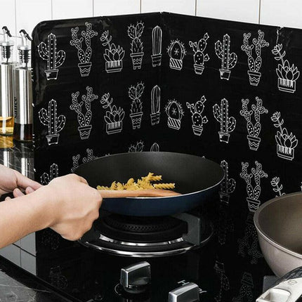Kitchen Oil Splash Guard Wall Foil Protector Stove Cover Removable Baffle Screen - Leaf.