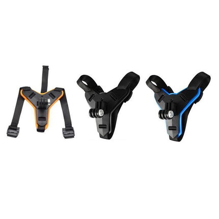 Helmet Chin Mount Holder Motorcycle Strap For GoPro Hero 9/8/7/6/5 Sports Camera - Blue.