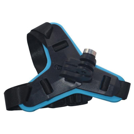 Helmet Chin Mount Holder Motorcycle Strap For GoPro Hero 9/8/7/6/5 Sports Camera - Blue.