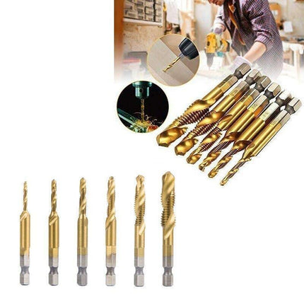 6X Hss Hex Shank Tap Drill Bits Metric Thread Screw Compound Tapping Set Tool.