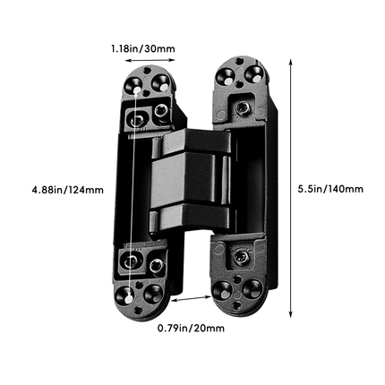Hidden Invisible Door Hinge Concealed 3D Hinge Heavy Duty for Doors and Cabinets - Black.