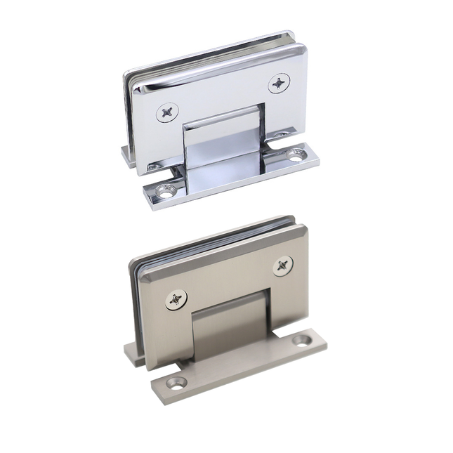 H Shaped 90 Degree Glass Clamp Double Opening Bevel Edge Bathroom Shower Clip - Chrome.