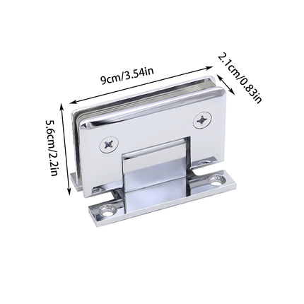 H Shaped 90 Degree Glass Clamp Double Opening Bevel Edge Bathroom Shower Clip - Chrome.