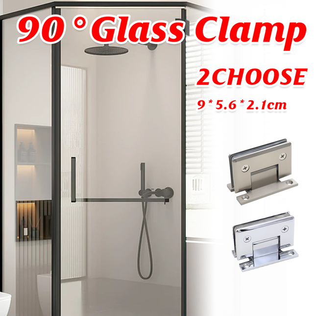 H Shaped 90 Degree Glass Clamp Double Opening Bevel Edge Bathroom Shower Clip - Nickel.