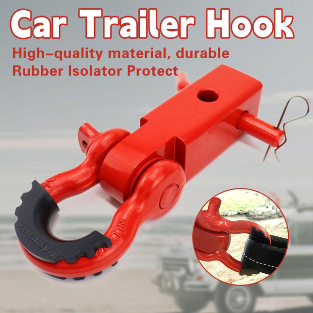 Red Trailer Arm Off Road Rescue Tow Hook Heavy Duty Steel for SUV Road Vehicle.