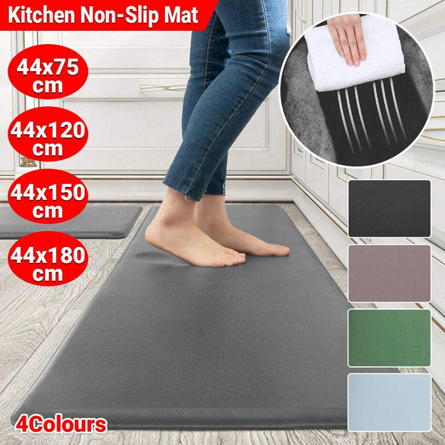 44x180cm Non-Slip Waterproof Kitchen Door Mat Floor Rug Carpet Anti-Oil Easy Clean - Blue.