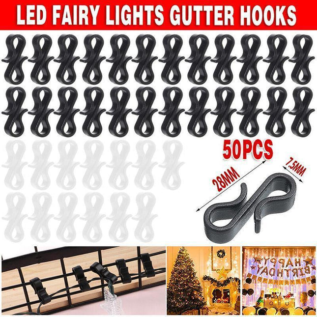 50PCS Led Fairy Lights Gutter Hooks Heavy Duty Clips Party Led Fairy Light - White.