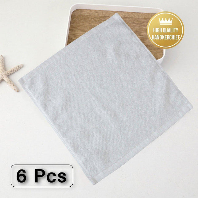 6PCS Hotel Cotton Face Towel White Soft Square Cloth Beauty Salon KTV Thick Wash - 35x35cm-Patternless-70g.