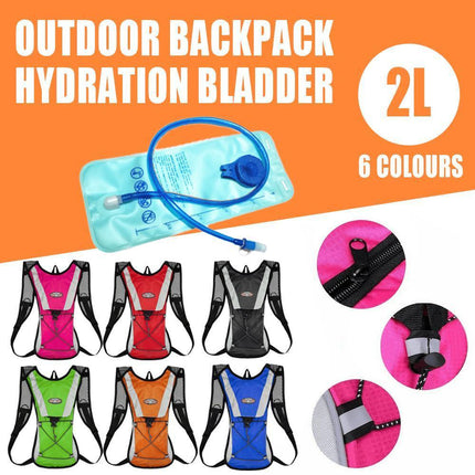 Hydration Pack Backpack Bag with 2L Water Bladder for Hiking Camping Cycling Running - Orange.
