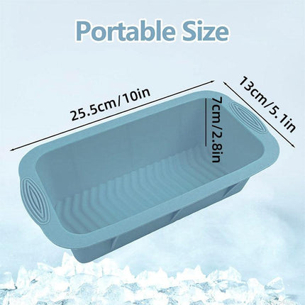2pcs Large Capacity Ice Cube Tray Mold Rectangle Silicone Ice Grid Maker Kitchen - Blue.