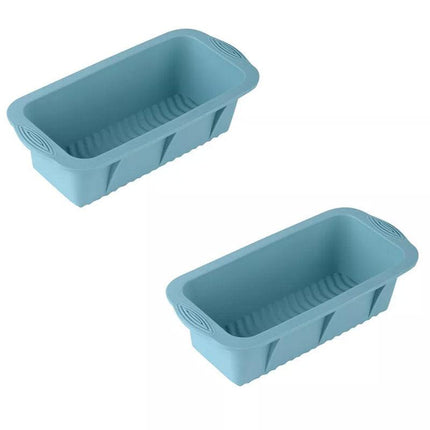 2pcs Large Capacity Ice Cube Tray Mold Rectangle Silicone Ice Grid Maker Kitchen - Blue.