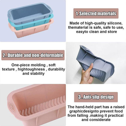 2pcs Large Capacity Ice Cube Tray Mold Rectangle Silicone Ice Grid Maker Kitchen - Orange.
