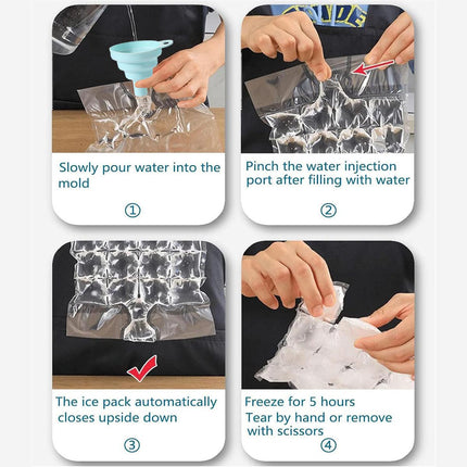 Disposable Ice Pack Bag 100PCS Water Injection Ice Cube Mold Tear Ice Grid.