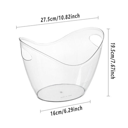 2PCS Transparent 3.5L Ice Bucket Large Capacity Wine Beer Cooler Picnic Basket.