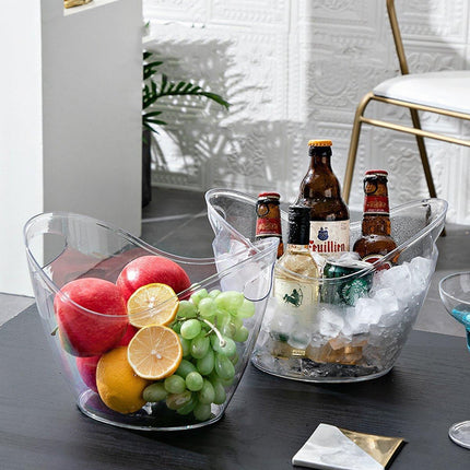 2PCS Transparent 3.5L Ice Bucket Large Capacity Wine Beer Cooler Picnic Basket.