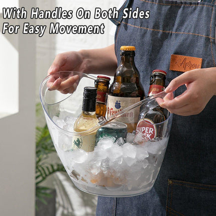 2PCS Transparent 3.5L Ice Bucket Large Capacity Wine Beer Cooler Picnic Basket.