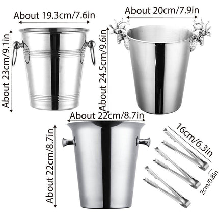 5L Stainless Steel Ice Bucket Champagne Wine Bucket Hotel Bar Ice Container - Circular Ring.