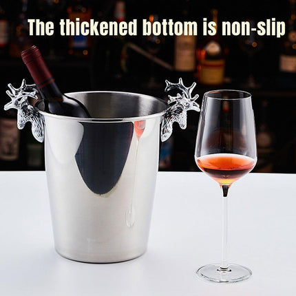 5L Stainless Steel Ice Bucket Champagne Wine Bucket Hotel Bar Ice Container - Circular Ring.
