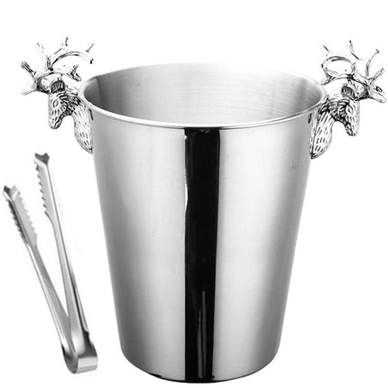 5L Stainless Steel Ice Bucket Champagne Wine Bucket Hotel Bar Ice Container - Circular Ring.