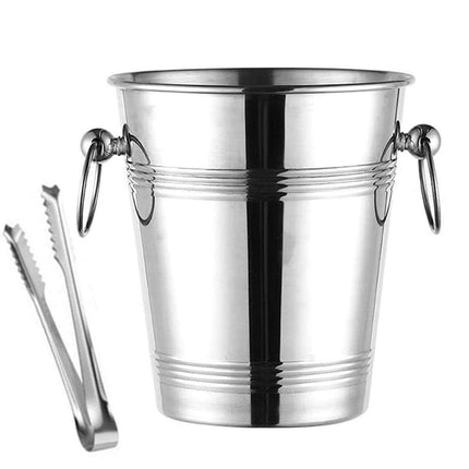 5L Stainless Steel Ice Bucket Champagne Wine Bucket Hotel Bar Ice Container - Circular Ring.