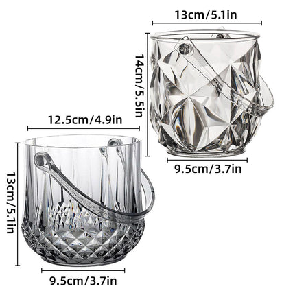 Acrylic Ice Bucket Transparent Champagne Cooler Home Bar Wine Chiller Bucket - Diamond.