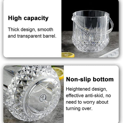 Acrylic Ice Bucket Transparent Champagne Cooler Home Bar Wine Chiller Bucket - Diamond.
