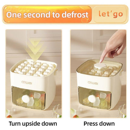 Portable Ice Compartment Cube Mold Plastic Ice Making Box and Ice Cube Holder.