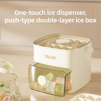 Portable Ice Compartment Cube Mold Plastic Ice Making Box and Ice Cube Holder.