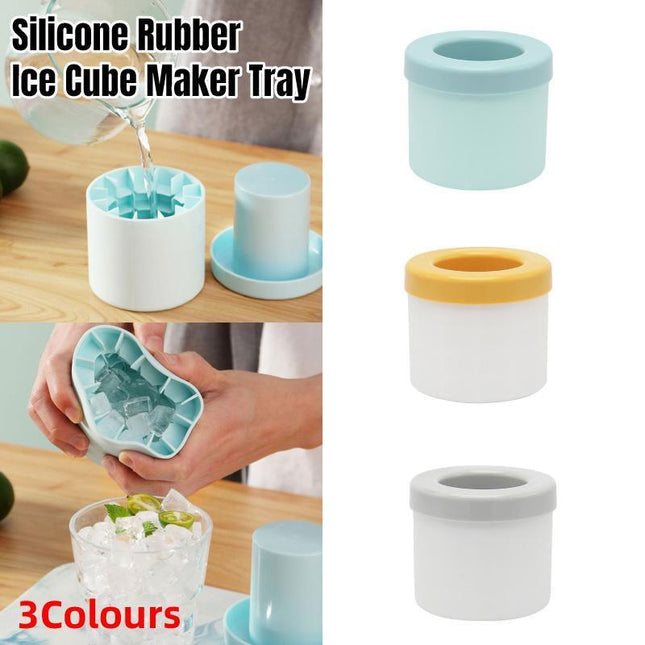 Silicone Ice Cube Tray Mould Ice Box Compartment Bucket for Easy Ice Making - Gray.