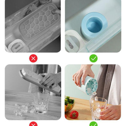 Silicone Ice Cube Tray Mould Ice Box Compartment Bucket for Easy Ice Making - Yellow.