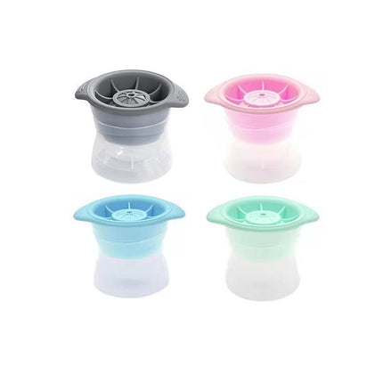 4PCS Whiskey Cocktail Sphere ICE Ball Mold Cube Maker Jelly Silicone Mould Set - Grey.