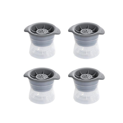 4PCS Whiskey Cocktail Sphere ICE Ball Mold Cube Maker Jelly Silicone Mould Set - Grey.