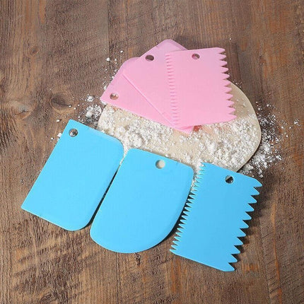 3Pcs Dough Cutter Icing Scraper Kitchen Tool Pastry Bowl Divider Bench Fondant - Pink.