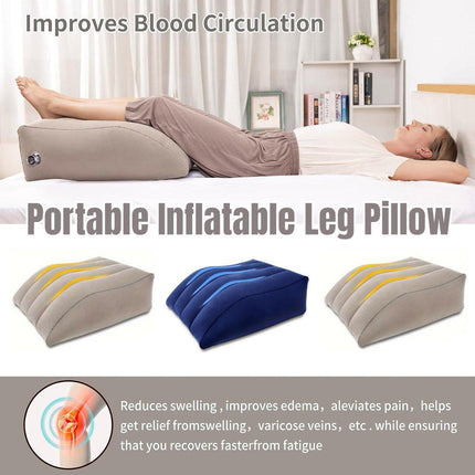 Inflatable PVC Leg Pillow Wedge Triangle Foot Cushion Flocking - Black.