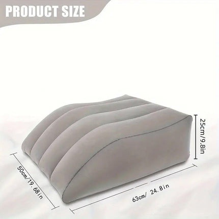 Inflatable PVC Leg Pillow Wedge Triangle Foot Cushion Flocking - Black.